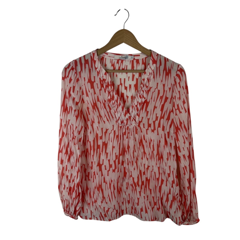 Boden Abstract Print Silk Blend Blouse Size 4 Lightweight Office Colorful Artsy